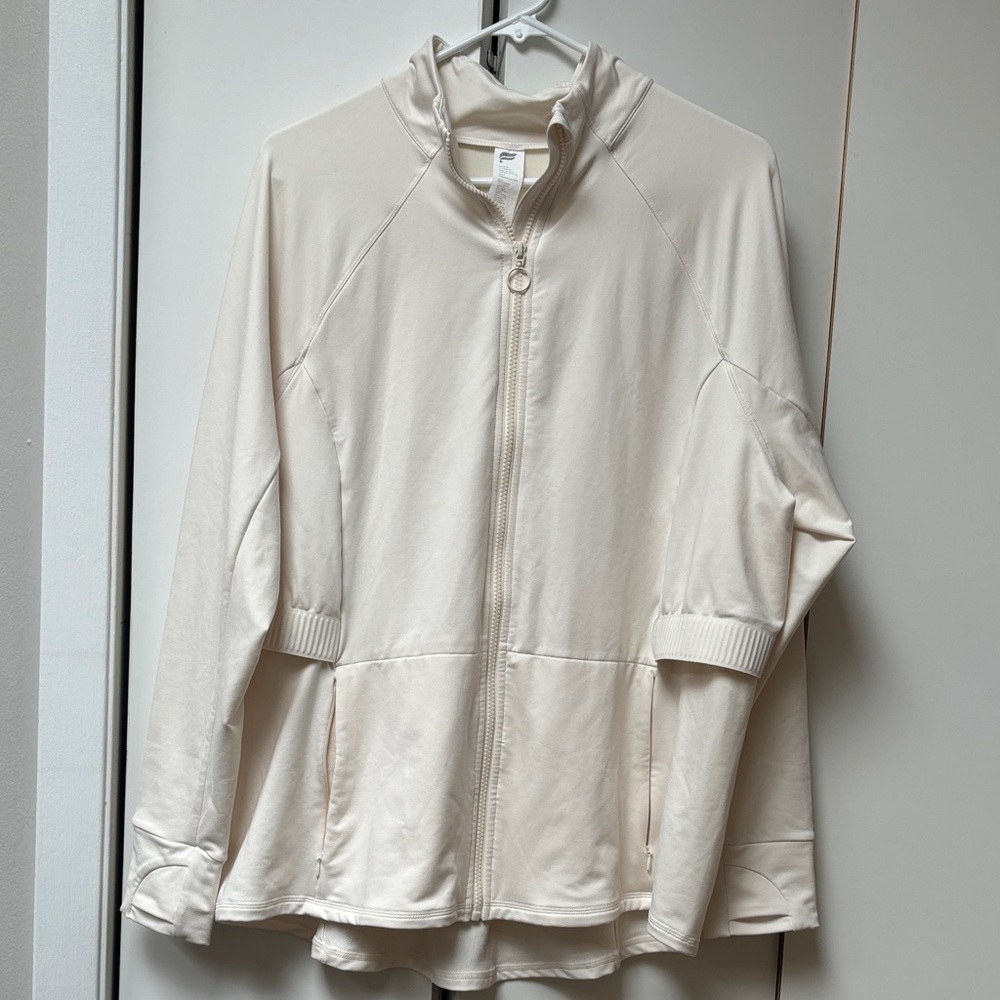 Fabletics Cream Zip-Up Jacket